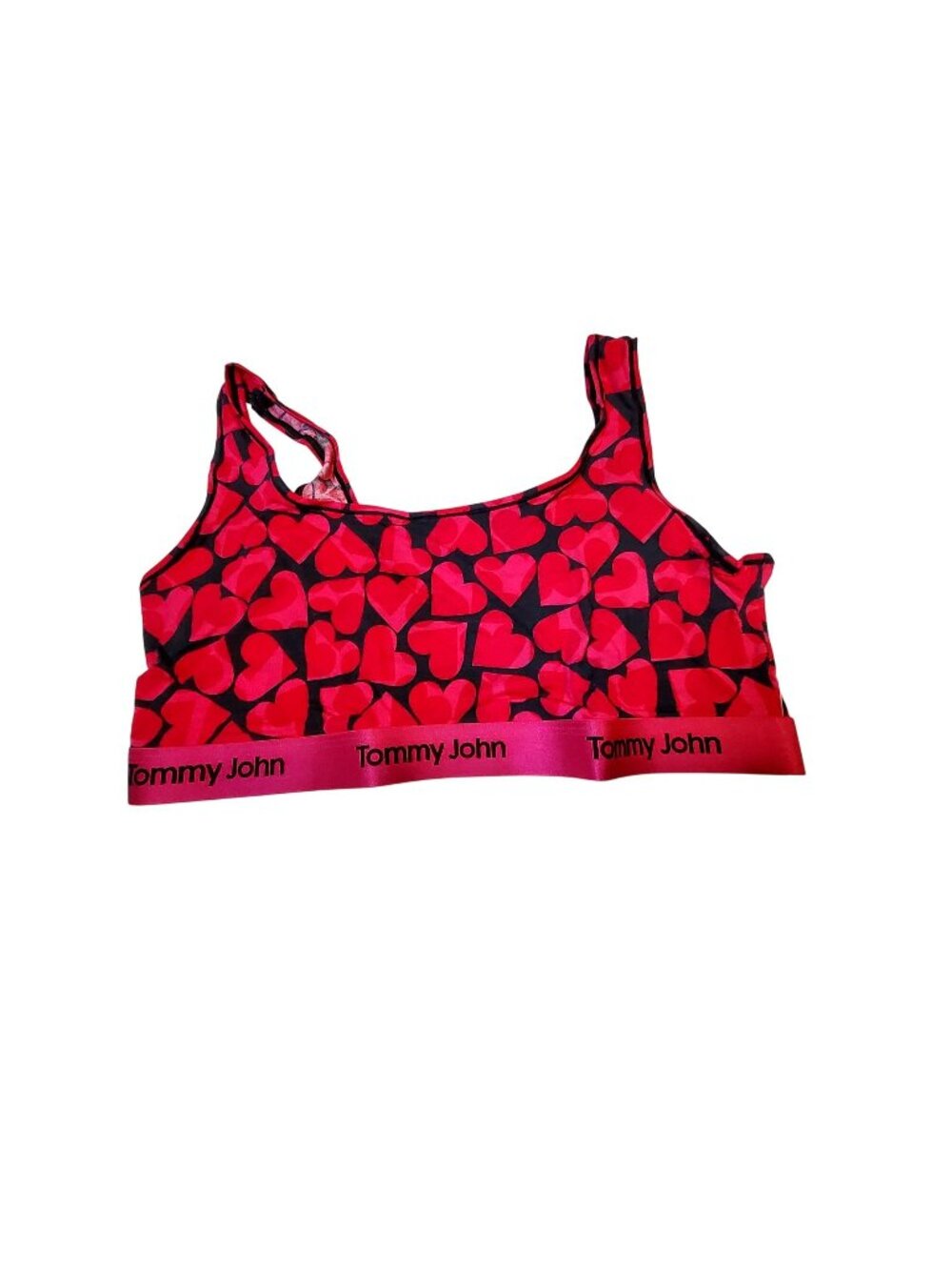 Tommy John Second Skin Scoop Bralette Cropped Hearts XL Modal Stretch Fabric